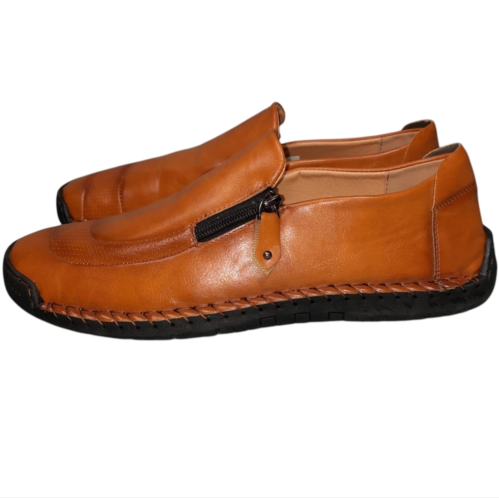 Men's 100% Caoutchouc Brown Zip Slip-on Driving Loafers SZ EU/47 US/14 - Picture 6 of 14
